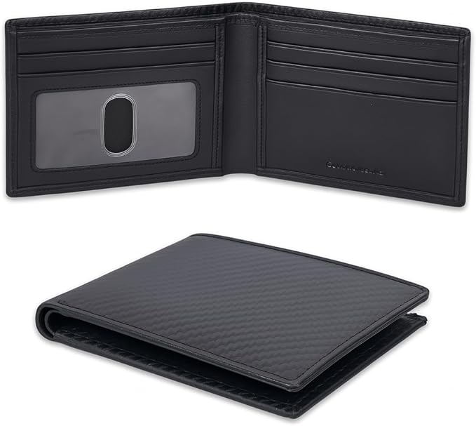 Real Slim Leather Wallet for Men - RFID Blocking Bifold Thin Wallets Credit Card Front Pocket Minimalist Billfold