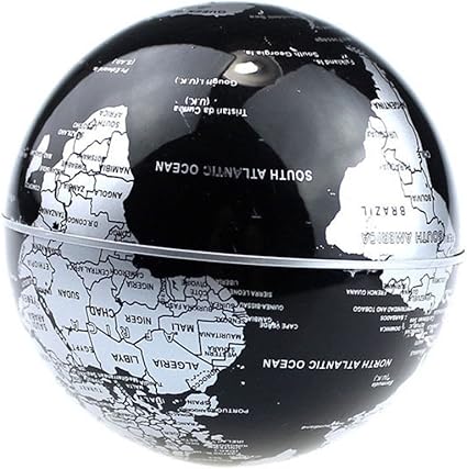 Senders Floating Globe With LED Lights C Shape Magnetic Levitation Floating Globe World Map for Desk Decoration (Black-Silver)