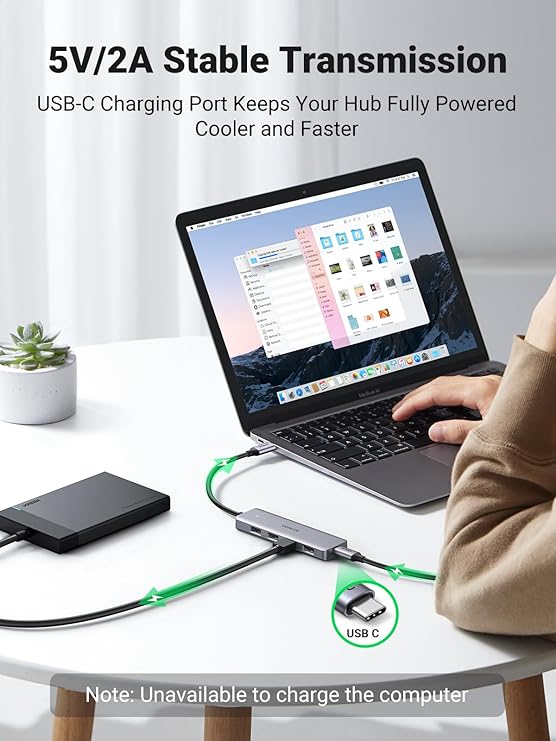 UGREEN USB C Hub, Slim USB C to USB Adapter 4 Ports, 5Gbps High-Speed USB Splitter Compatible with Thunderbolt 3 Macbook Pro/iPad Pro/Air XPS HP Envy Galaxy S22 and More