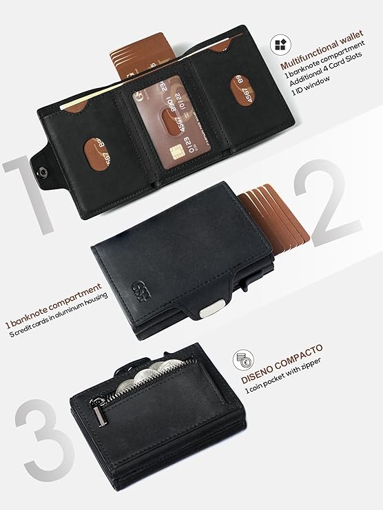 GSG SINCE 1998 Men's Wallet RFID Blocking Leather Wallet for Men