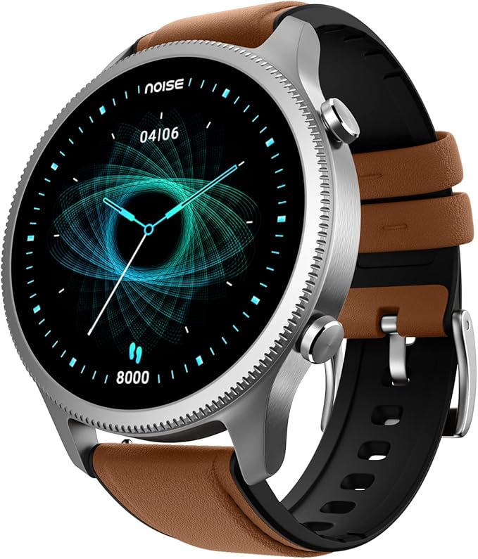 NoiseFit Halo 1.43" AMOLED Display, Bluetooth Calling Round Dial Smart Watch, Premium Metallic Build, Always on Display, Smart Gesture Control, 100 Sports Modes (Vintage Brown)