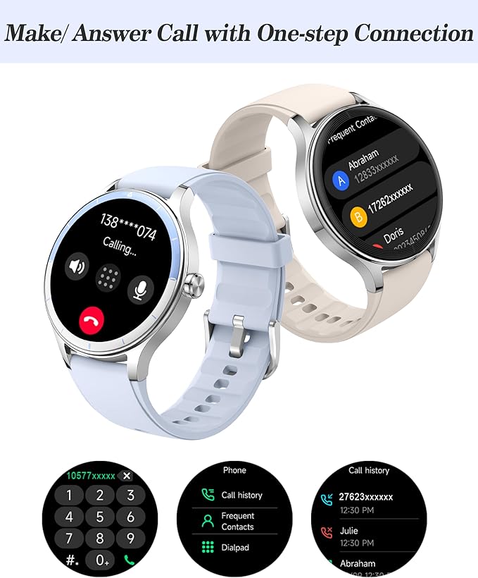 ZOSKVEE Smart Watch, 41mm Fitness Tracker, Answer/Make Calls, Digital Smartwatch with Heart Rate/Stress/Sleep Monitor, AI Voice, IP68 Waterproof Watch Calculator, Calendar, Games for Lady Women & Men