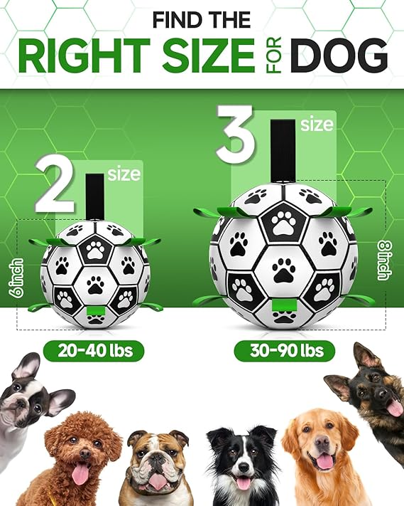 HETOO Interactive Dog Football Toys with Webbing, Durable Dog Water Balls for Small Medium Breed, Indoor & Outdoor (6 Inch)