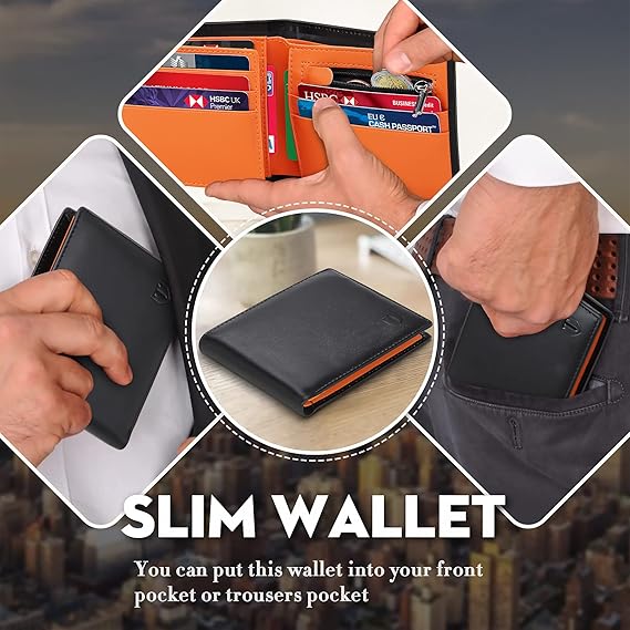 Wallets Slim Genuine Leather RFID Blocking Wallet with 11 Card Holder, 2 banknote