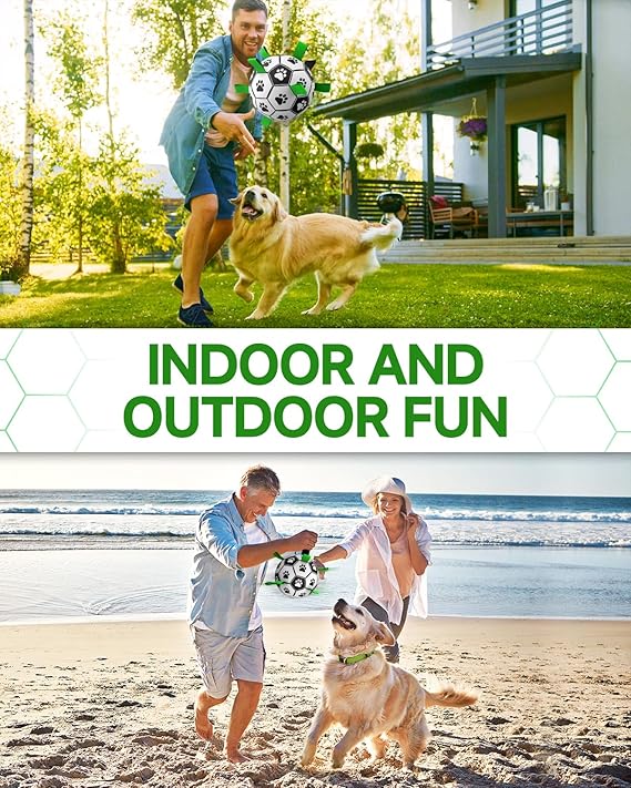 HETOO Interactive Dog Football Toys with Webbing, Durable Dog Water Balls for Small Medium Breed, Indoor & Outdoor (6 Inch)